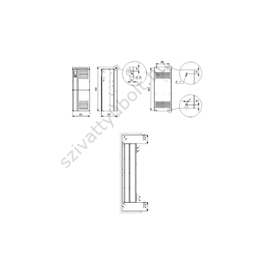 Grundfos CUE 3x380-500V IP54 D2h 200kW 395A körvonalrajz