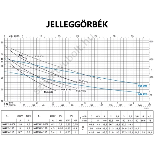 Calpeda NGXm 3/100 jelleggörbe